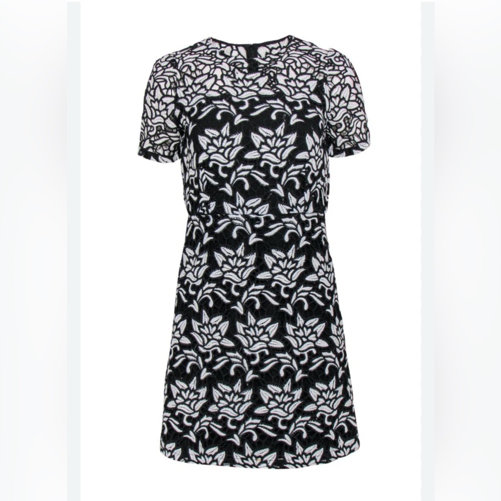Sandro Elegant Black and White Floral Dress
